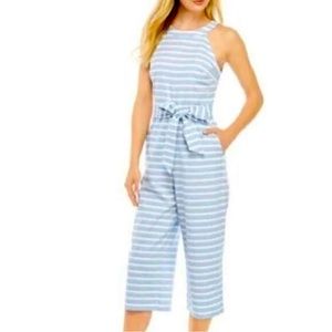 NWT Crown & Ivy Sailing Blues Jumpsuit Blue/White Stripes Size 8
